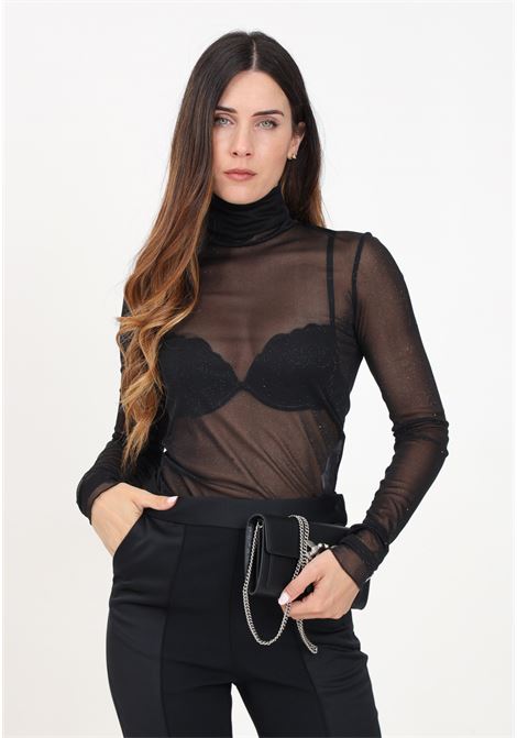 Transparent black turtleneck sweater for women with bright details SIMONA CORSELLINI | A24CEMG001-02-TTUL00380000